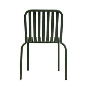 EuroStyle Enid Stackable Steel Outdoor Dining Chairs Slat Back Powder Coated Patio Set of 2 Dark Green 90730-DKGRN