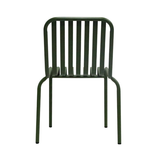 EuroStyle Enid Stackable Steel Outdoor Dining Chairs Slat Back Powder Coated Patio Set of 2 Dark Green 90730-DKGRN