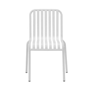EuroStyle Enid Stackable Steel Outdoor Dining Chairs Slat Back Powder Coated Patio Set of 2 White 90730-WHT