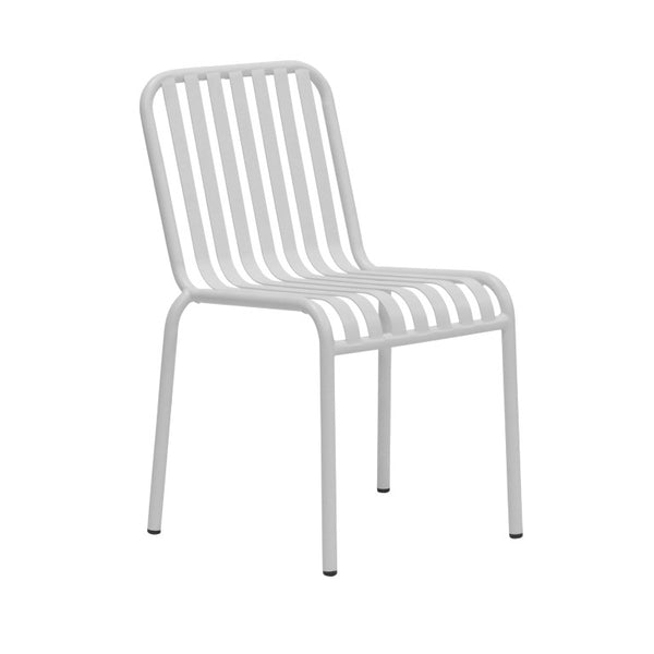 EuroStyle Enid Stackable Steel Outdoor Dining Chairs Slat Back Powder Coated Patio Set of 2 White 90730-WHT