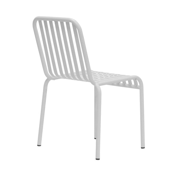 EuroStyle Enid Stackable Steel Outdoor Dining Chairs Slat Back Powder Coated Patio Set of 2 White 90730-WHT