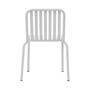 EuroStyle Enid Stackable Steel Outdoor Dining Chairs Slat Back Powder Coated Patio Set of 2 White 90730-WHT