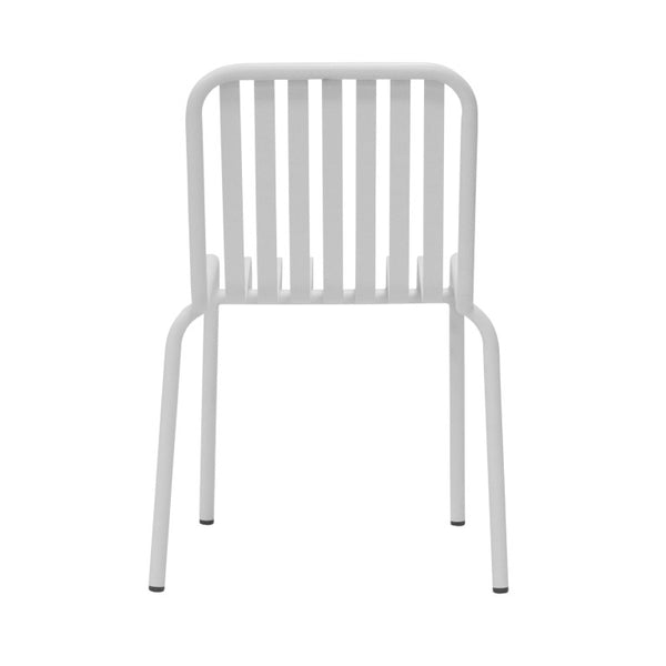 EuroStyle Enid Stackable Steel Outdoor Dining Chairs Slat Back Powder Coated Patio Set of 2 White 90730-WHT