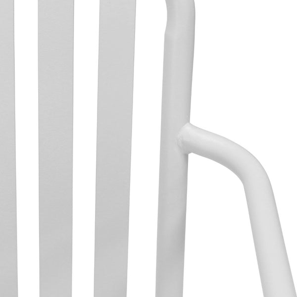 EuroStyle Enid Stackable Steel Outdoor Dining Chairs Slat Back Powder Coated Patio Set of 2 White 90730-WHT