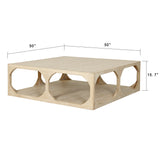 Ming Arched Square Coffee Table Weathered White Wash 50X50X16H