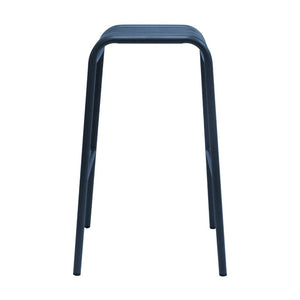 EuroStyle Enid Stackable Outdoor Bar Stools Powder Coated Steel Slat Back Patio Set of 2 Dark Blue 90732-DKBLU
