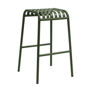 EuroStyle Enid Stackable Outdoor Bar Stools Powder Coated Steel Slat Back Patio Set of 2 Dark Green 90732-DKGRN