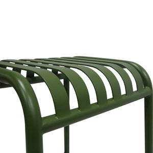 EuroStyle Enid Stackable Outdoor Bar Stools Powder Coated Steel Slat Back Patio Set of 2 Dark Green 90732-DKGRN