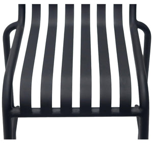 EuroStyle Enid Stackable Outdoor Steel Bar Stools Slat Back Powder Coated Set of 2 Black 90733-BLK
