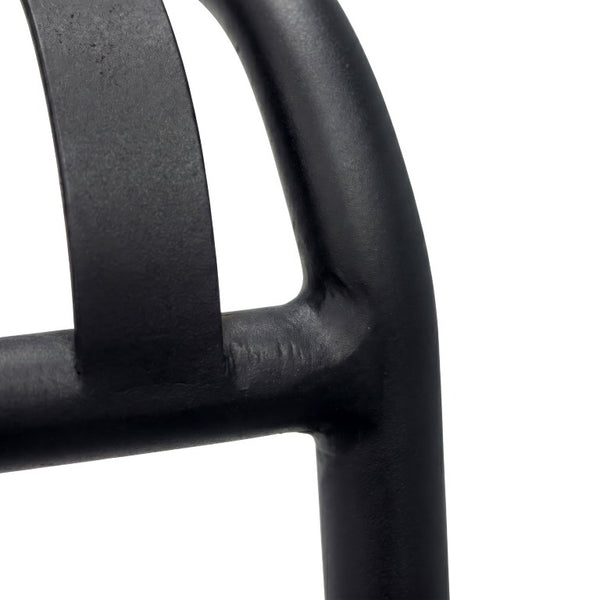 EuroStyle Enid Stackable Outdoor Steel Bar Stools Slat Back Powder Coated Set of 2 Black 90733-BLK