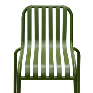 EuroStyle Enid Stackable Outdoor Steel Bar Stools Slat Back Powder Coated Set of 2 Dark Green 90733-DKGRN