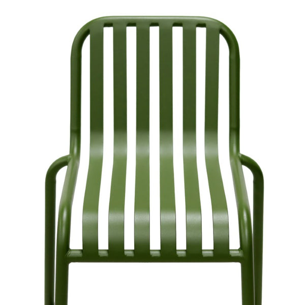 EuroStyle Enid Stackable Outdoor Steel Bar Stools Slat Back Powder Coated Set of 2 Dark Green 90733-DKGRN