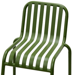 EuroStyle Enid Stackable Outdoor Steel Bar Stools Slat Back Powder Coated Set of 2 Dark Green 90733-DKGRN