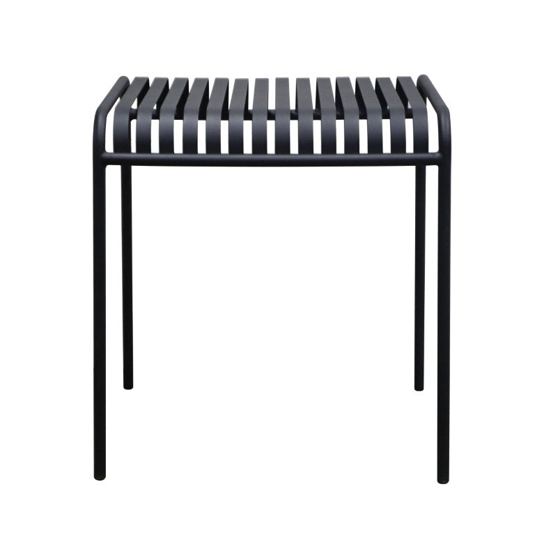 EuroStyle Enid Outdoor Steel Dining Table with Slatted Top for Patio or Garden Use Black 90734-BLK