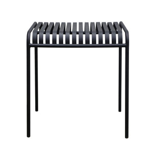 EuroStyle Enid Outdoor Steel Dining Table with Slatted Top for Patio or Garden Use Black 90734-BLK
