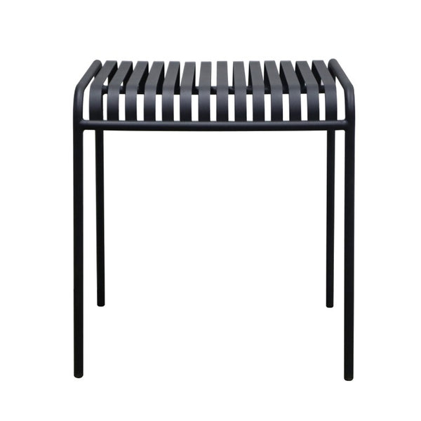 EuroStyle Enid Outdoor Steel Dining Table with Slatted Top for Patio or Garden Use Black 90734-BLK
