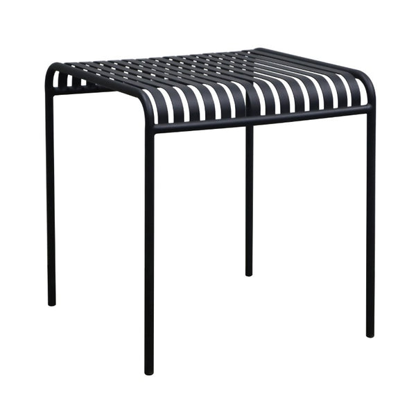 EuroStyle Enid Outdoor Steel Dining Table with Slatted Top for Patio or Garden Use Black 90734-BLK