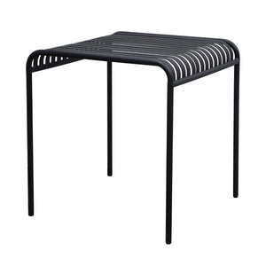 EuroStyle Enid Outdoor Steel Dining Table with Slatted Top for Patio or Garden Use Black 90734-BLK