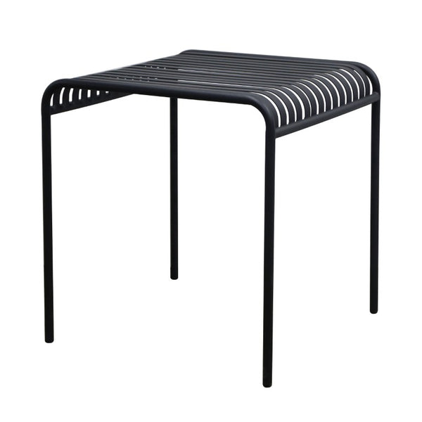 EuroStyle Enid Outdoor Steel Dining Table with Slatted Top for Patio or Garden Use Black 90734-BLK