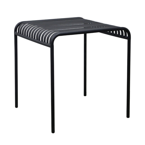 EuroStyle Enid Outdoor Steel Dining Table with Slatted Top for Patio or Garden Use Black 90734-BLK