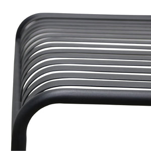 EuroStyle Enid Outdoor Steel Dining Table with Slatted Top for Patio or Garden Use Black 90734-BLK