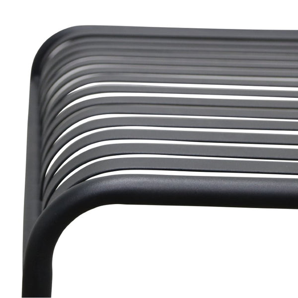 EuroStyle Enid Outdoor Steel Dining Table with Slatted Top for Patio or Garden Use Black 90734-BLK