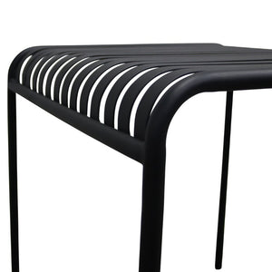EuroStyle Enid Outdoor Steel Dining Table with Slatted Top for Patio or Garden Use Black 90734-BLK