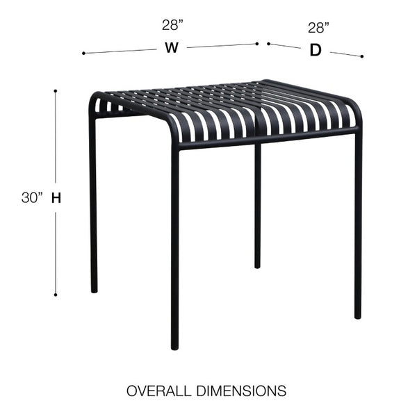 EuroStyle Enid Outdoor Steel Dining Table with Slatted Top for Patio or Garden Use Black 90734-BLK