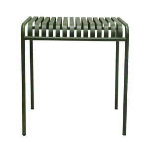 EuroStyle Enid Outdoor Steel Dining Table with Slatted Top for Patio or Garden Use Dark Green 90734-DKGRN