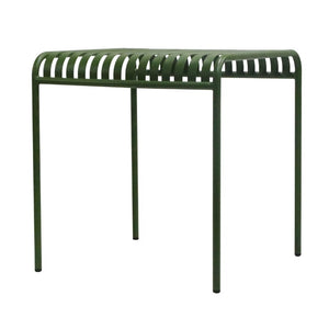 EuroStyle Enid Outdoor Steel Dining Table with Slatted Top for Patio or Garden Use Dark Green 90734-DKGRN