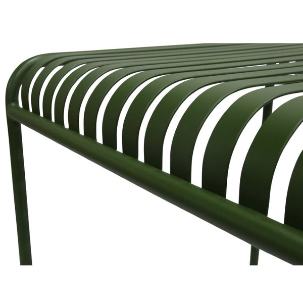 EuroStyle Enid Outdoor Steel Dining Table with Slatted Top for Patio or Garden Use Dark Green 90734-DKGRN