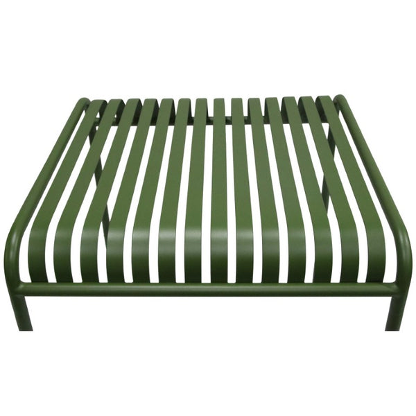 EuroStyle Enid Outdoor Steel Dining Table with Slatted Top for Patio or Garden Use Dark Green 90734-DKGRN
