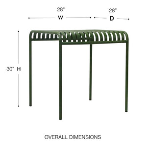EuroStyle Enid Outdoor Steel Dining Table with Slatted Top for Patio or Garden Use Dark Green 90734-DKGRN