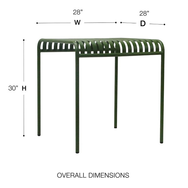 EuroStyle Enid Outdoor Steel Dining Table with Slatted Top for Patio or Garden Use Dark Green 90734-DKGRN