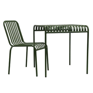 EuroStyle Enid Outdoor Steel Dining Table with Slatted Top for Patio or Garden Use Dark Green 90734-DKGRN