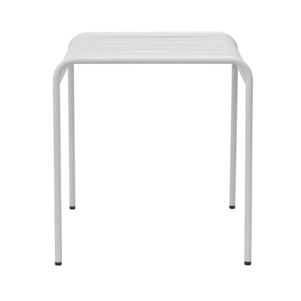 EuroStyle Enid Outdoor Steel Dining Table with Slatted Top for Patio or Garden Use White 90734-WHT