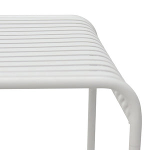 EuroStyle Enid Outdoor Steel Dining Table with Slatted Top for Patio or Garden Use White 90734-WHT