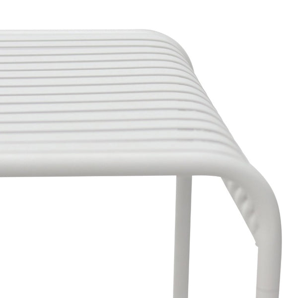 EuroStyle Enid Outdoor Steel Dining Table with Slatted Top for Patio or Garden Use White 90734-WHT