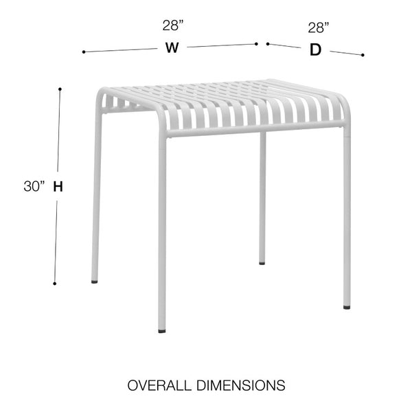 EuroStyle Enid Outdoor Steel Dining Table with Slatted Top for Patio or Garden Use White 90734-WHT