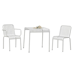 EuroStyle Enid Outdoor Steel Dining Table with Slatted Top for Patio or Garden Use White 90734-WHT
