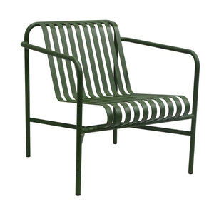EuroStyle Enid Outdoor Lounge Chair Powder Coated Steel Slatted Frame All Weather Patio Seating Dark Green 90736-DKGRN