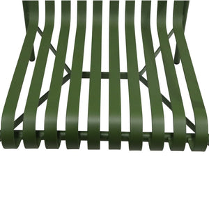 EuroStyle Enid Outdoor Lounge Chair Powder Coated Steel Slatted Frame All Weather Patio Seating Dark Green 90736-DKGRN