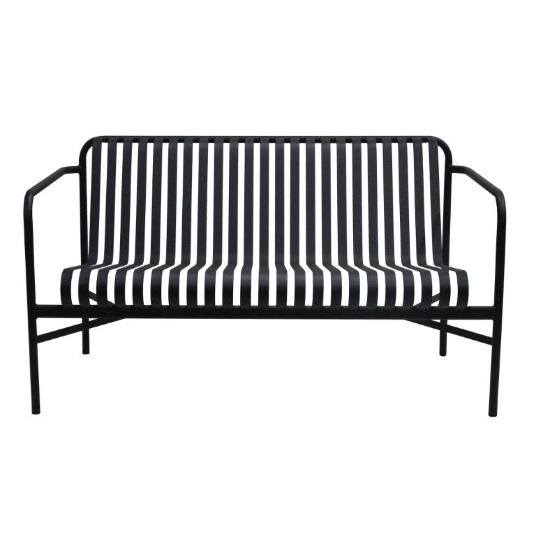 EuroStyle Enid Outdoor Loveseat Powder Coated Steel Frame Rust Resistant Patio Seating Black 90738-BLK