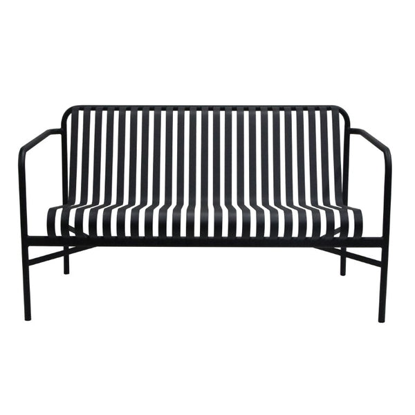 EuroStyle Enid Outdoor Loveseat Powder Coated Steel Frame Rust Resistant Patio Seating Black 90738-BLK