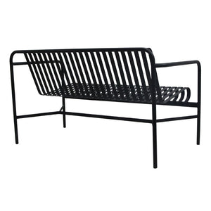 EuroStyle Enid Outdoor Loveseat Powder Coated Steel Frame Rust Resistant Patio Seating Black 90738-BLK