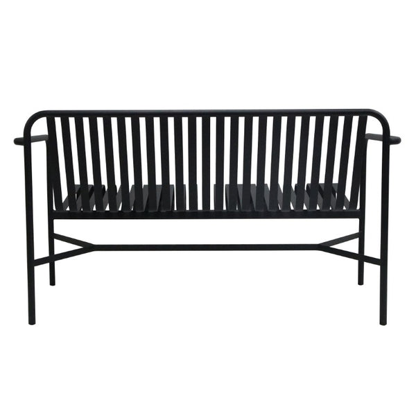 EuroStyle Enid Outdoor Loveseat Powder Coated Steel Frame Rust Resistant Patio Seating Black 90738-BLK
