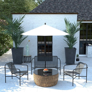 EuroStyle Enid Outdoor Loveseat Powder Coated Steel Frame Rust Resistant Patio Seating Black 90738-BLK