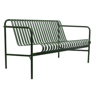 EuroStyle Enid Outdoor Loveseat Powder Coated Steel Frame Rust Resistant Patio Seating Dark Green 90738-DKGRN