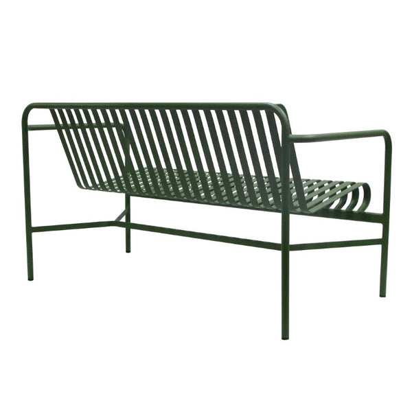 EuroStyle Enid Outdoor Loveseat Powder Coated Steel Frame Rust Resistant Patio Seating Dark Green 90738-DKGRN