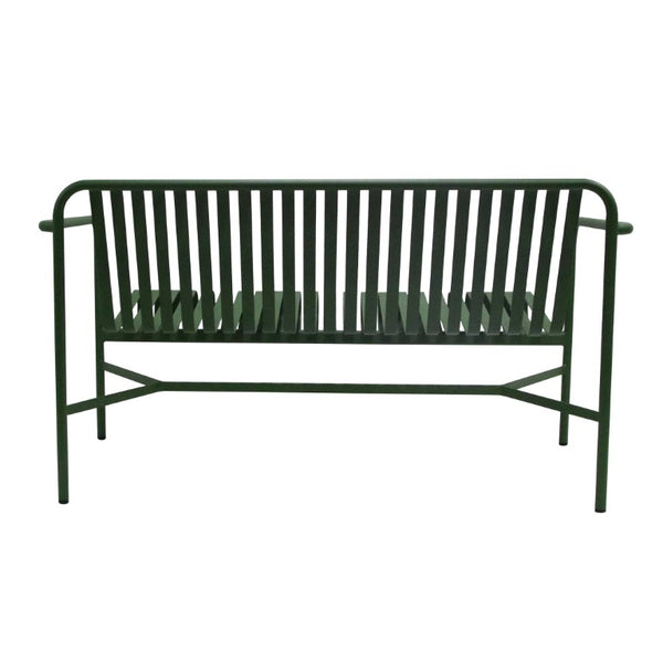 EuroStyle Enid Outdoor Loveseat Powder Coated Steel Frame Rust Resistant Patio Seating Dark Green 90738-DKGRN